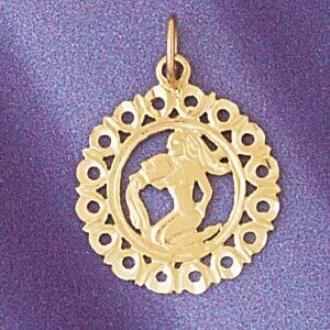 Dazzlers Jewelry Aquarius Water Bearer Zodiac Pendant Necklace Charm Bracelet in Yellow, White or R…