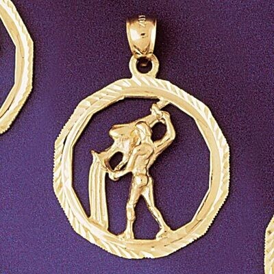 Dazzlers Jewelry Aquarius Water Bearer Zodiac Pendant Necklace Charm Bracelet in Yellow, White or R…
