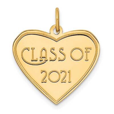 Class of 2021 Heart Charm 14k Gold YC1442, MPN: YC1442, 196904083109