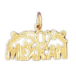 Dazzlers Jewelry Fifty Per Cent Mexican Pendant Necklace Charm Bracelet in Yellow, White or Rose Go…
