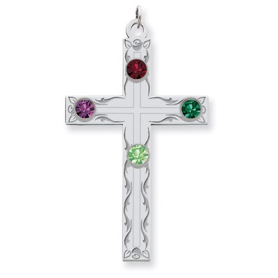 4 Birthstones Family Crystal Cross Pendant Sterling Silver QMP5/4SS, MPN: QMP5/4SS, 883957603124
