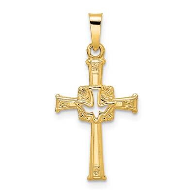 Cut Out Solid Dove Cross Pendant 14k Gold Polished XR2020, MPN: XR2020, 883957996295