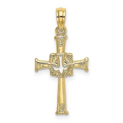 Engraved Cross Dove Charm 10k Gold Polished 10K8368, MPN: 10K8368,