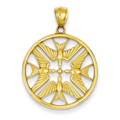 Polished Doves in Circle Pendant 14k Gold C4495, MPN: C4495, 883957140209