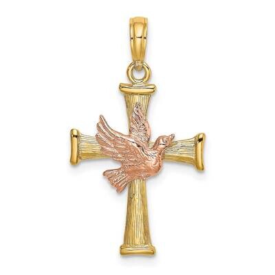 Finish Cross with Dove Charm 14k Gold Textured K9078, MPN: K9078, 637218041282