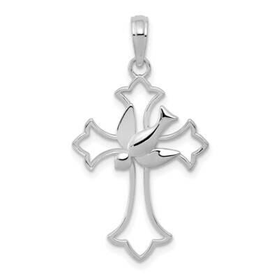 Cross with Dove Charm 14k White Gold Polished M1382W, MPN: M1382W, 637218178438