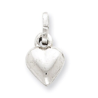 Puffed Heart Charm Sterling Silver Rhodium-plated QC5974, MPN: QC5974, 886774760803
