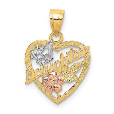 #1 Daughter In Heart with Flowers Charm 14k Tri-Color Gold K9072, MPN: K9072, 637218041176