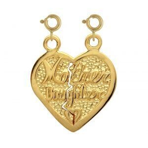 Dazzlers Jewelry Mother Daughter Heart Pendant Necklace Charm Bracelet in Yellow, White or Rose Gol…