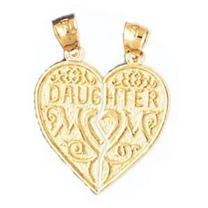 Dazzlers Jewelry Mother Daughter Heart Pendant Necklace Charm Bracelet in Yellow, White or Rose Gol…