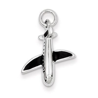 Sterling Silver Purple Enameled Airplane Charm QC3866