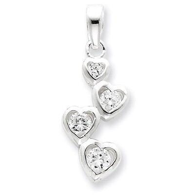 Graduated Diamond Heart Pendant Sterling Silver QP311, MPN: QP311, 191101280047