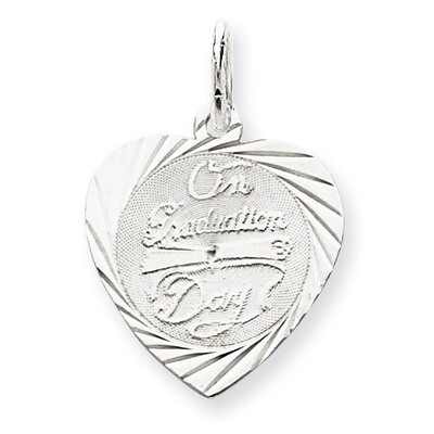 On Graduation Day Heart Disc Charm Sterling Silver QC2420, MPN: QC2420, 191101181344