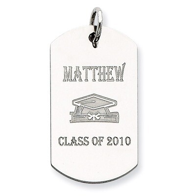 Personalizable Graduation Dog Tag Charm Sterling Silver QC7198, MPN: QC7198, 883957598420