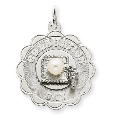 Graduation Day Disc with Fresh Water Cultured Pearl Charm Sterling Silver QC2430, MPN: QC2430, 8839…