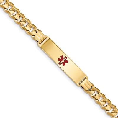 8 Inch Medical Red Enamel Curb ID Bracelet 14k Gold XM583CR-8, MPN: XM583CR-8, 191101439056