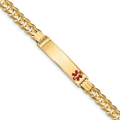 8 Inch Medical Red Enamel Curb ID Bracelet 14k Gold XM583FR-8, MPN: XM583FR-8, 191101438820