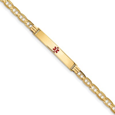 7 Inch Medical Red Enamel Anchor ID Bracelet 14k Gold XM570CR-7, MPN: XM570CR-7, 191101438066