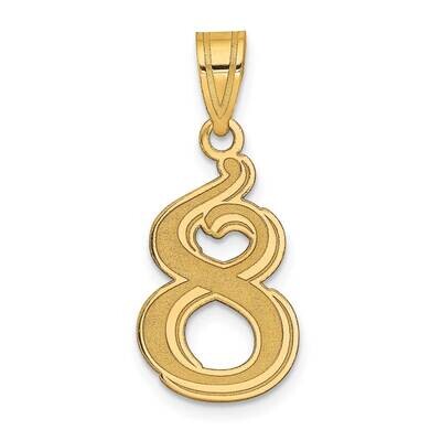 Number 8 Pendant 14k Gold Polished Etched AEN08, MPN: AEN08, 196904086346