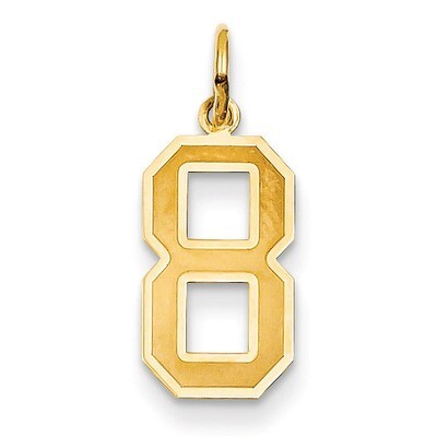 Medium Satin Number 8 Charm 14k Gold LSM08, MPN: LSM08, 886774102412