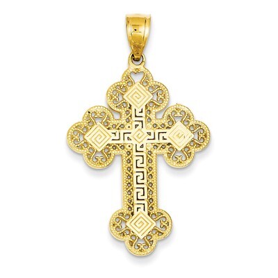 Budded Greek Key Cross Pendant 14k Gold C1924, MPN: C1924, 883957985190