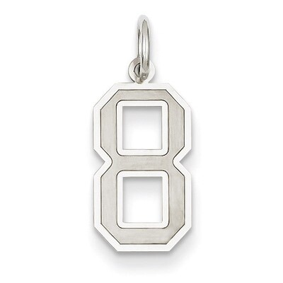 Medium Satin Number 8 Charm 14k White Gold WSM08, MPN: WSM08, 886774121253