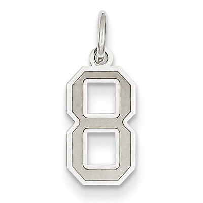 Small Satin Number 8 Charm 14k White Gold WSS08, MPN: WSS08, 886774121529