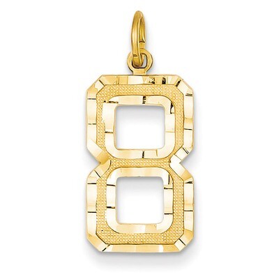 Casted Large Diamond Cut Number 8 Charm 14k Gold LN08, MPN: LN08, 886774102108