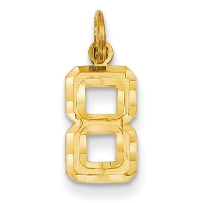 Casted Small Diamond Cut Number 8 Charm 14k Gold SN08, MPN: SN08, 883957111179