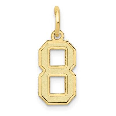 Number 8 Charm 10k Gold Small Satin 10LSS08, MPN: 10LSS08,