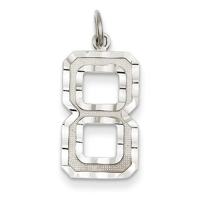 Casted Large Diamond Cut Number 8 Charm 14k White Gold WLN08, MPN: WLN08, 886774120843