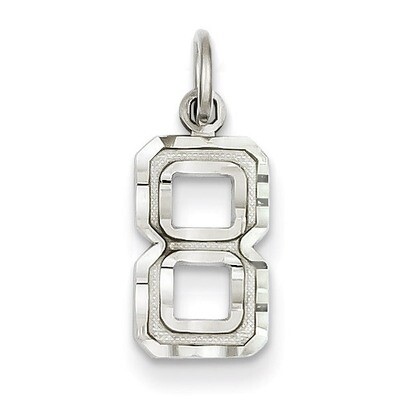 Casted Small Diamond Cut Number 8 Charm 14k White Gold WSN08, MPN: WSN08, 886774121369
