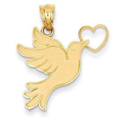 Dove with Heart Pendant 14k Gold D3797, MPN: D3797, 886774093895