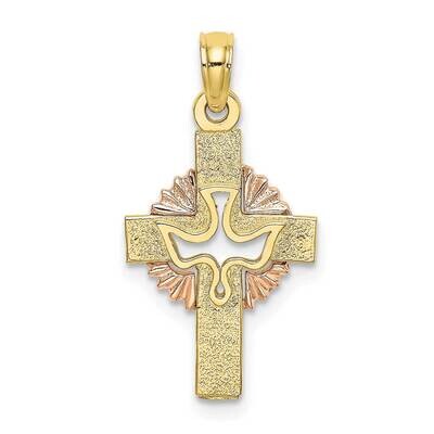 Two-Tone Cut-Out Dove On Cross Charm 10k Gold 10K9053, MPN: 10K9053,