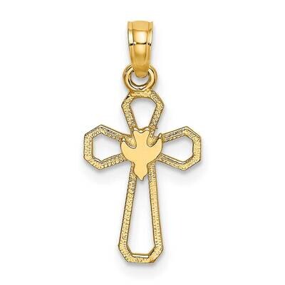 Cross with Dove Charm 14k Gold Cut-out K8329, MPN: K8329, 637218015856