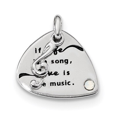 Swarovski Elem Antique Guitar Pendant Sterling Silver QC9208, MPN: QC9208, 886774037066