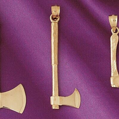 Dazzlers Jewelry Ax Hatchet Pendant Necklace Charm Bracelet in Yellow, White or Rose Gold 6625, MPN…