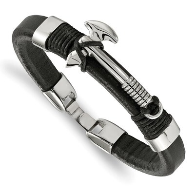 Leather Hatchet 8.5 Inch Bracelet Stainless Steel Polished SRB2164-8.5 by Chisel, MPN: SRB2164-8.5,…