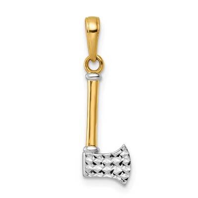 Axe Pendant 14k Gold and White Rhodium Diamond-Cut M3012, MPN: M3012,