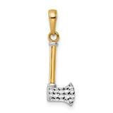 Axe Pendant 14k Gold and White Rhodium Diamond-Cut M3012, MPN: M3012,