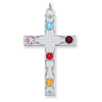 5 Birthstones Family Crystal Cross Pendant Sterling Silver QMP5/5SS, MPN: QMP5/5SS, 883957603155