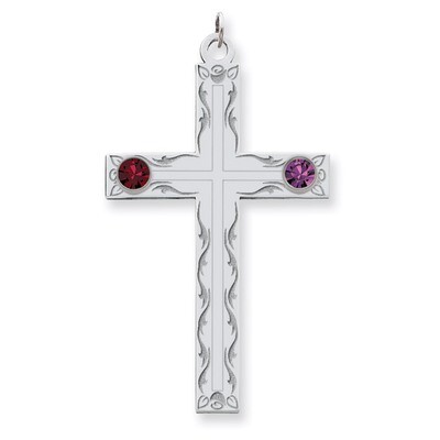 2 Birthstones Family Crystal Cross Pendant Sterling Silver QMP5/2SS, MPN: QMP5/2SS, 883957603056