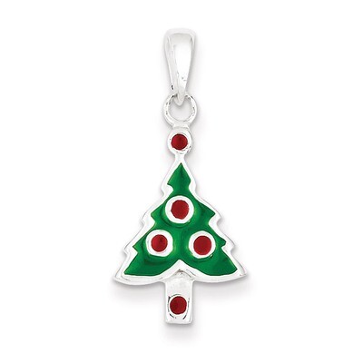 Christmas Tree Pendant Sterling Silver Enameled QC6885, MPN: QC6885, 883957568300
