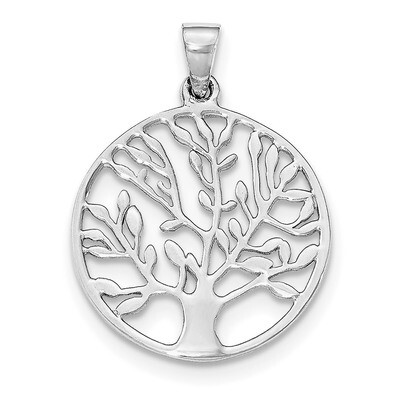 Circle with Tree Pendant Sterling Silver Rhodium-plated Polished QP4321, MPN: QP4321, 191101362613
