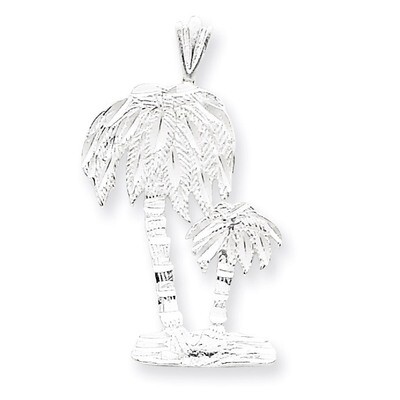 Palm Trees Pendant Charm Diamond-cut Sterling Silver QC4949, MPN: QC4949, 886774760377