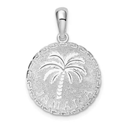 Jamaica with Palm Tree Disc Pendant Sterling Silver QC10209, MPN: QC10209, 637218170227