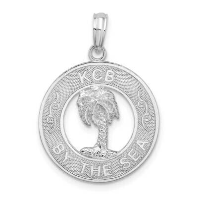 Textured Kcb By The Sea Circle with Palm Tree Pendant Sterling Silver QC10394, MPN: QC10394, 637218…