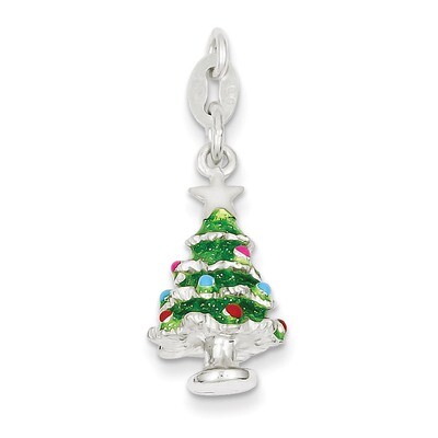 Christmas Tree Charm Sterling Silver Enameled QC6890, MPN: QC6890, 883957544847
