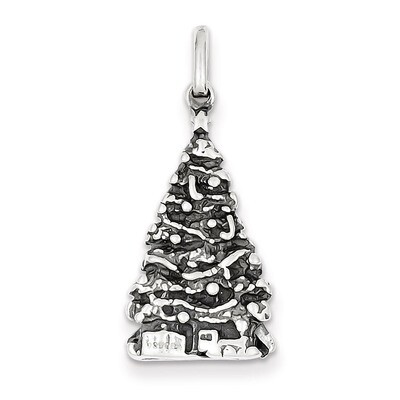 Christmas Tree Charm Antiqued Sterling Silver QC3804, MPN: QC3804, 883957908618