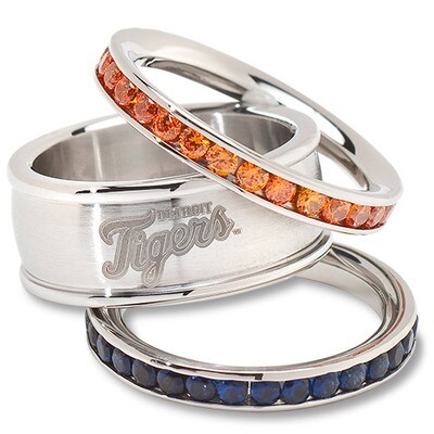 Detroit Tigers Team Logo Ring Set Size 7 Crystal Stacked TIG035CR-SZ7